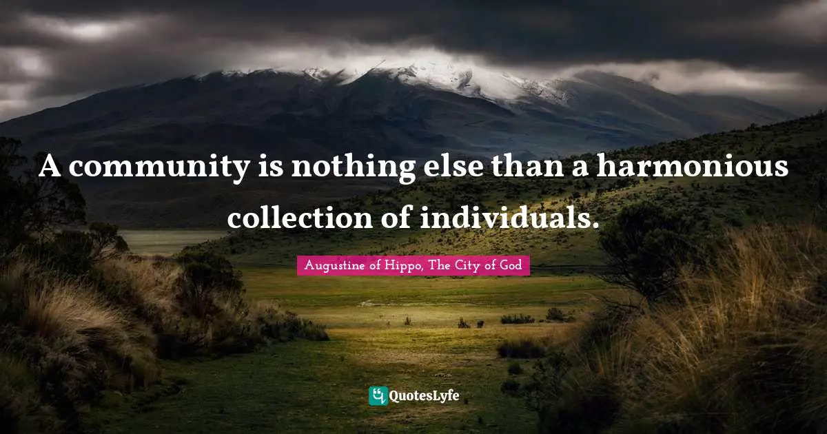 A community is nothing else than a harmonious collection of individuals.