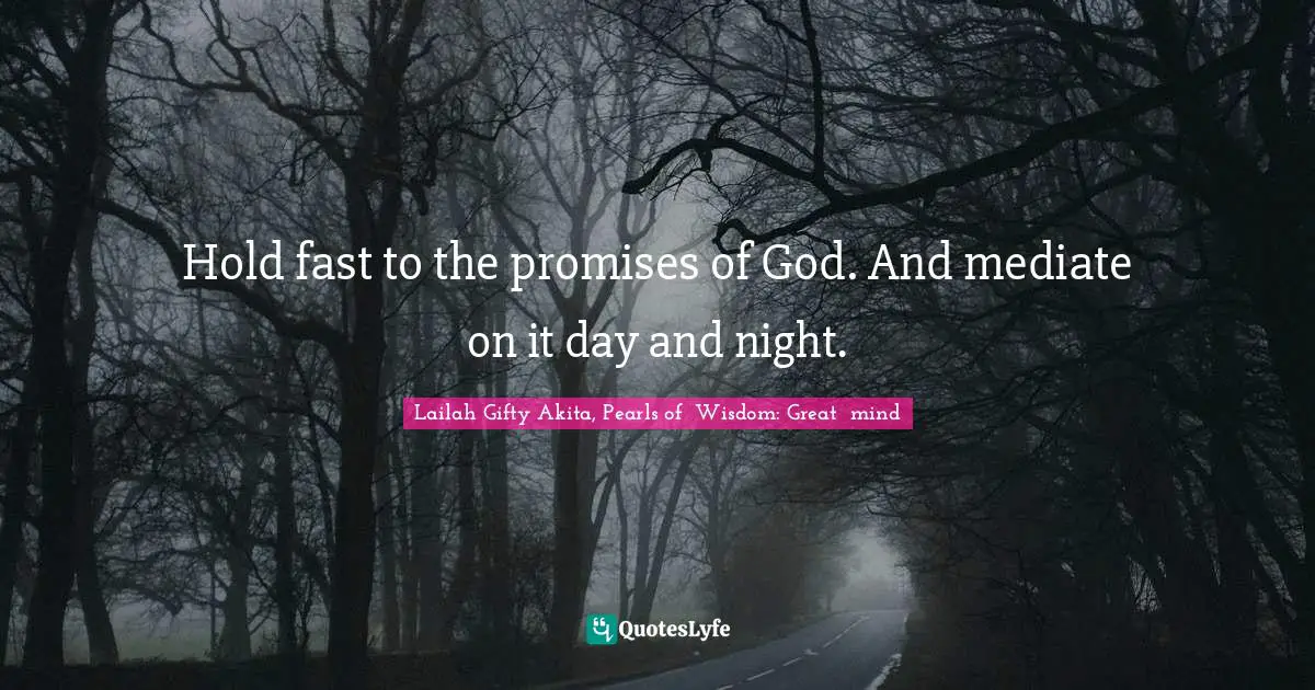 Lailah Gifty Akita, Pearls of  Wisdom: Great  mind Quotes: Hold fast to the promises of God. And mediate on it day and night.