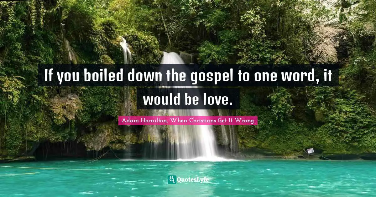 Adam Hamilton, When Christians Get It Wrong Quotes: "If you boiled down the gospel to one word, it would be love."