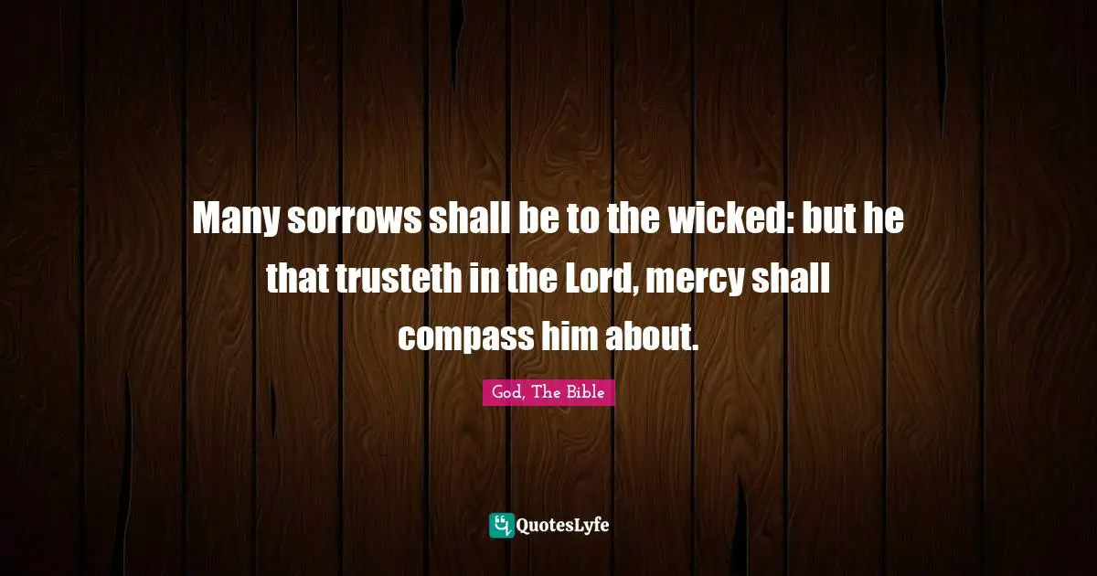God, The Bible Quotes: Many sorrows shall be to the wicked: but he that trusteth in the Lord, mercy shall compass him about.