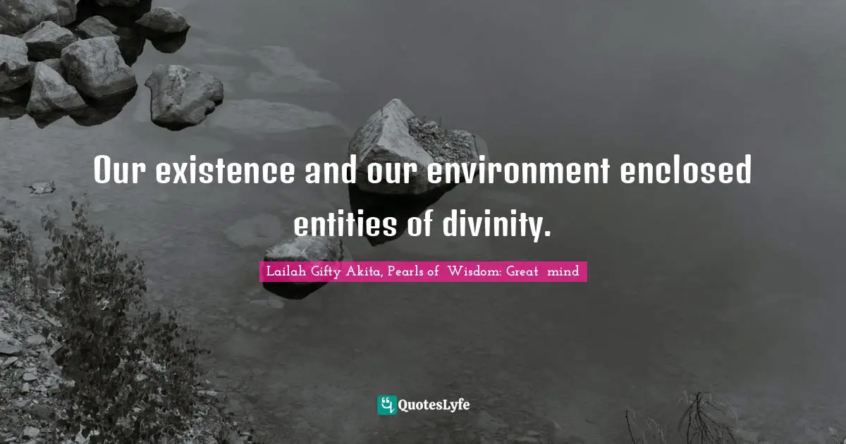 Our existence and our environment enclosed entities of divinity.
