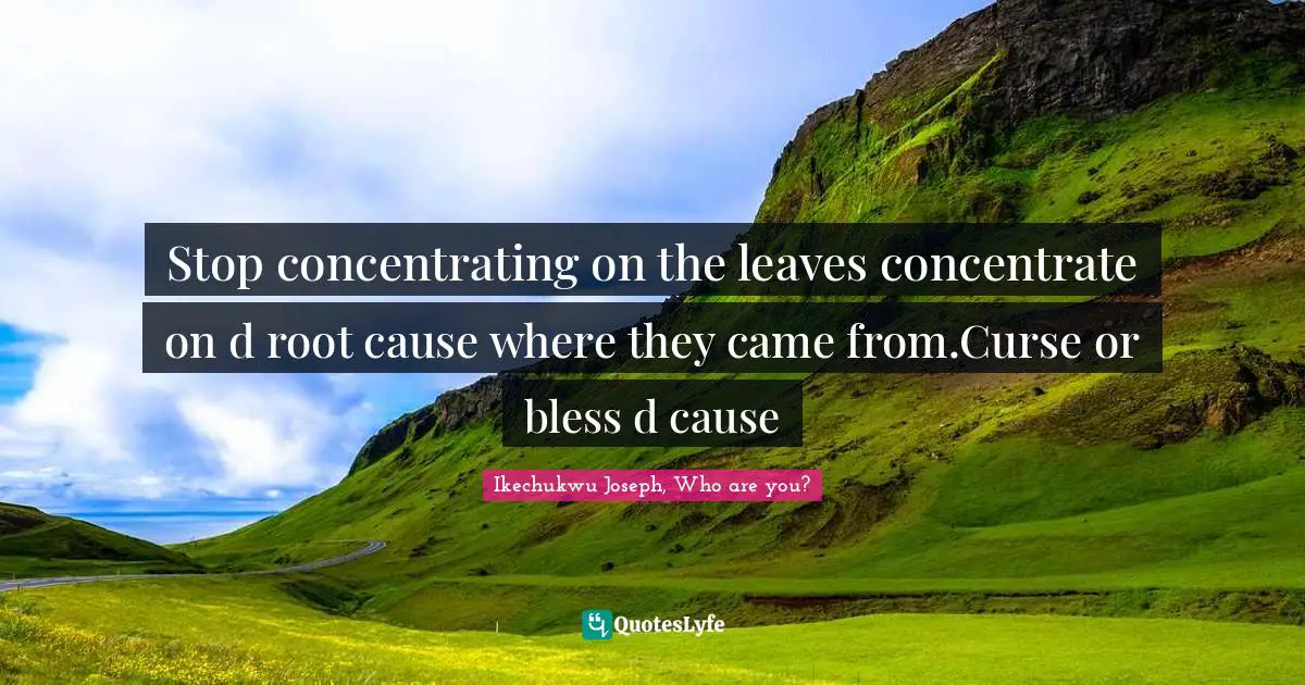 Stop concentrating on the leaves concentrate on d root cause where they came from.Curse or bless d cause