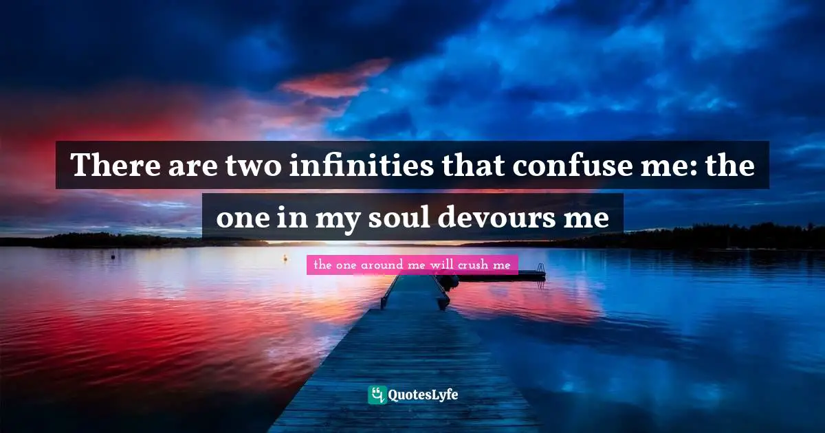 There are two infinities that confuse me: the one in my soul devours me