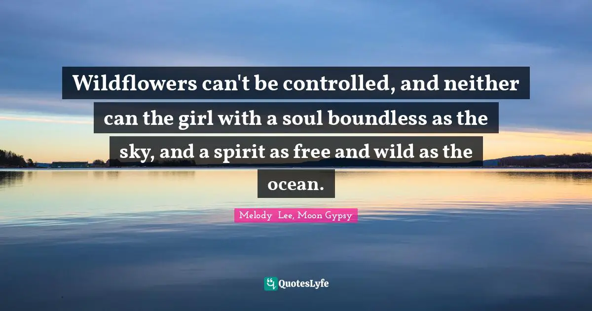 Moon Gypsy Book Quotes: "Wildflowers can't be controlled, and neither can the girl with a soul boundless as the sky, and a spirit as free and wild as the ocean."