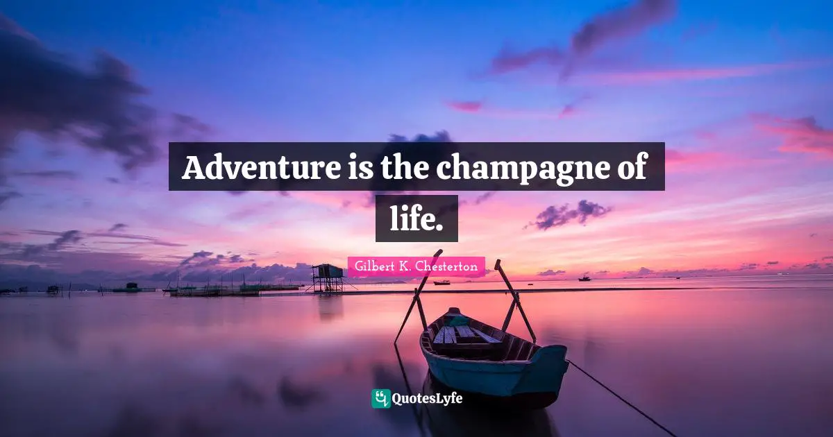 Adventure is the champagne of life.