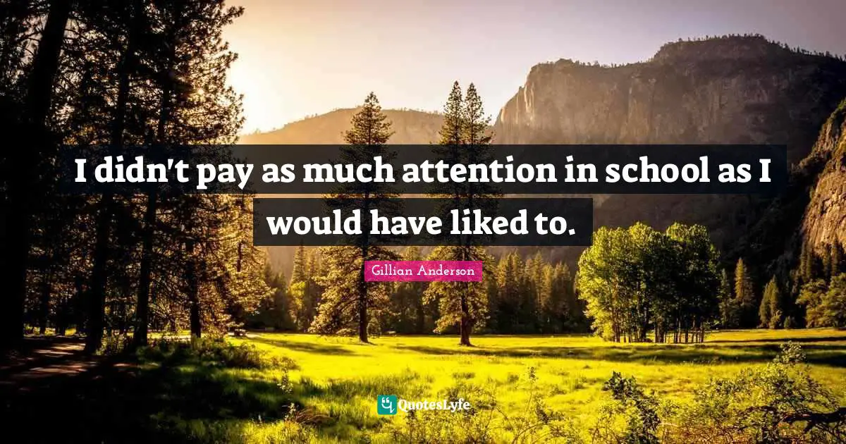 I didn't pay as much attention in school as I would have liked to.