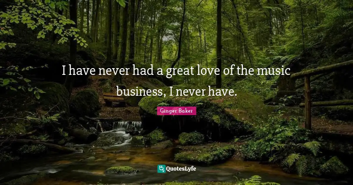 I have never had a great love of the music business, I never have.