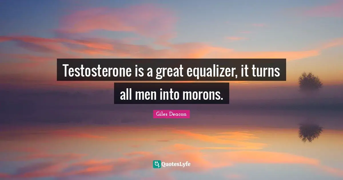 Testosterone is a great equalizer, it turns all men into morons.