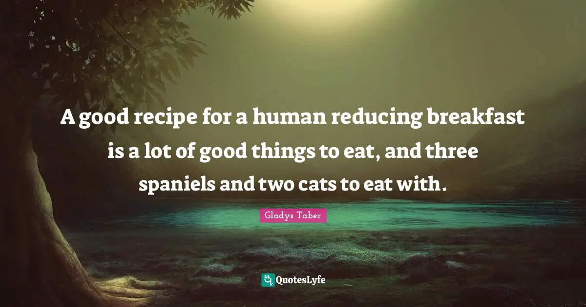 A good recipe for a human reducing breakfast is a lot of good things to eat, and three spaniels and two cats to eat with.