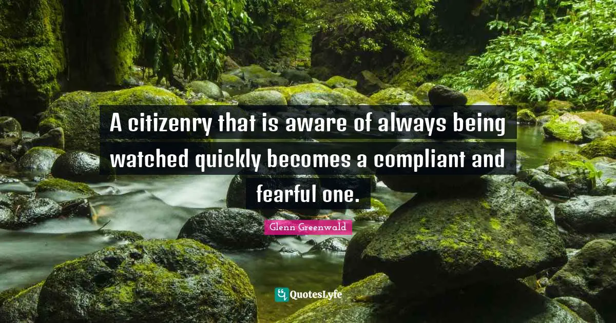 A citizenry that is aware of always being watched quickly becomes a compliant and fearful one.