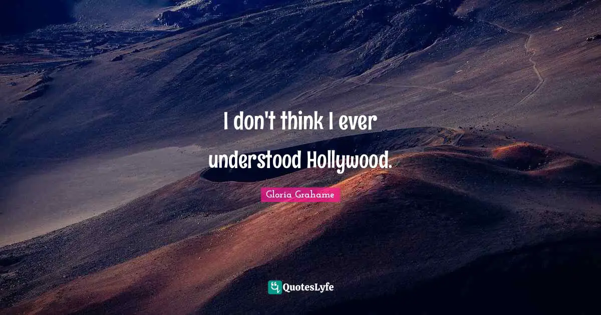 I don't think I ever understood Hollywood.