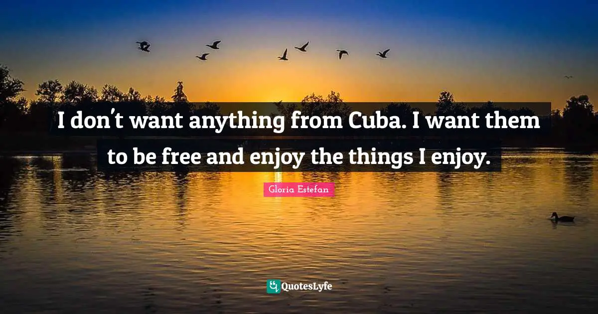 I don't want anything from Cuba. I want them to be free and enjoy the things I enjoy.