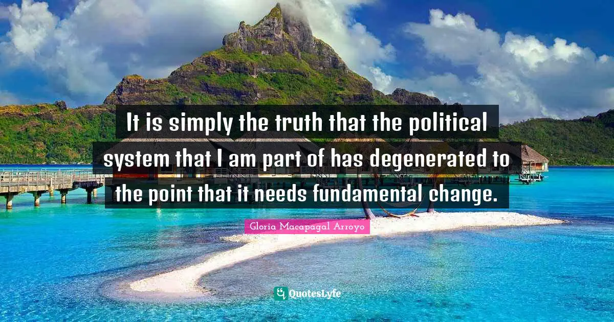 It is simply the truth that the political system that I am part of has degenerated to the point that it needs fundamental change.