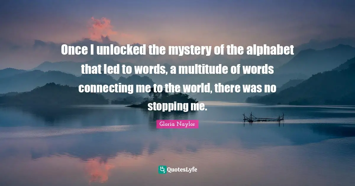 Once I unlocked the mystery of the alphabet that led to words, a multitude of words connecting me to the world, there was no stopping me.