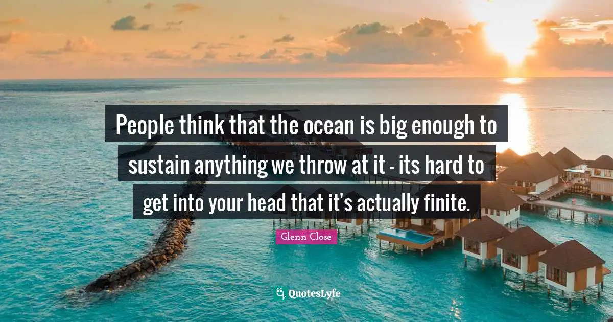 People think that the ocean is big enough to sustain anything we throw at it - its hard to get into your head that it's actually finite.