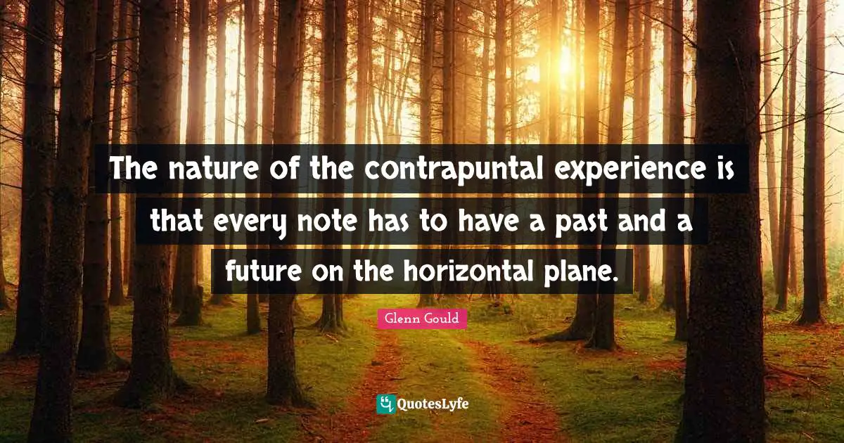 Planes Quotes: "The nature of the contrapuntal experience is that every note has to have a past and a future on the horizontal plane."