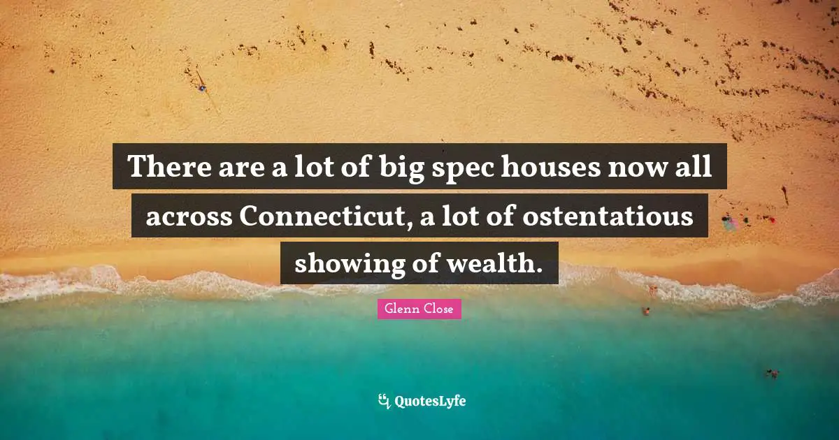 There are a lot of big spec houses now all across Connecticut, a lot of ostentatious showing of wealth.