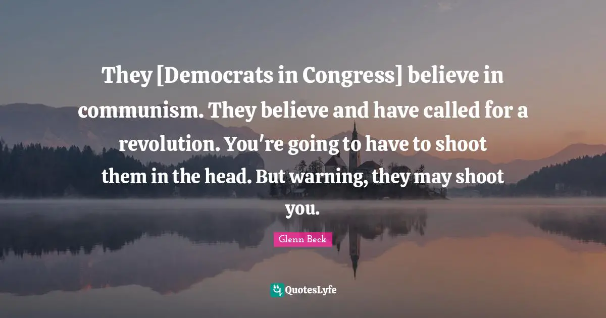 They [Democrats in Congress] believe in communism. They believe and have called for a revolution. You're going to have to shoot them in the head. But warning, they may shoot you.