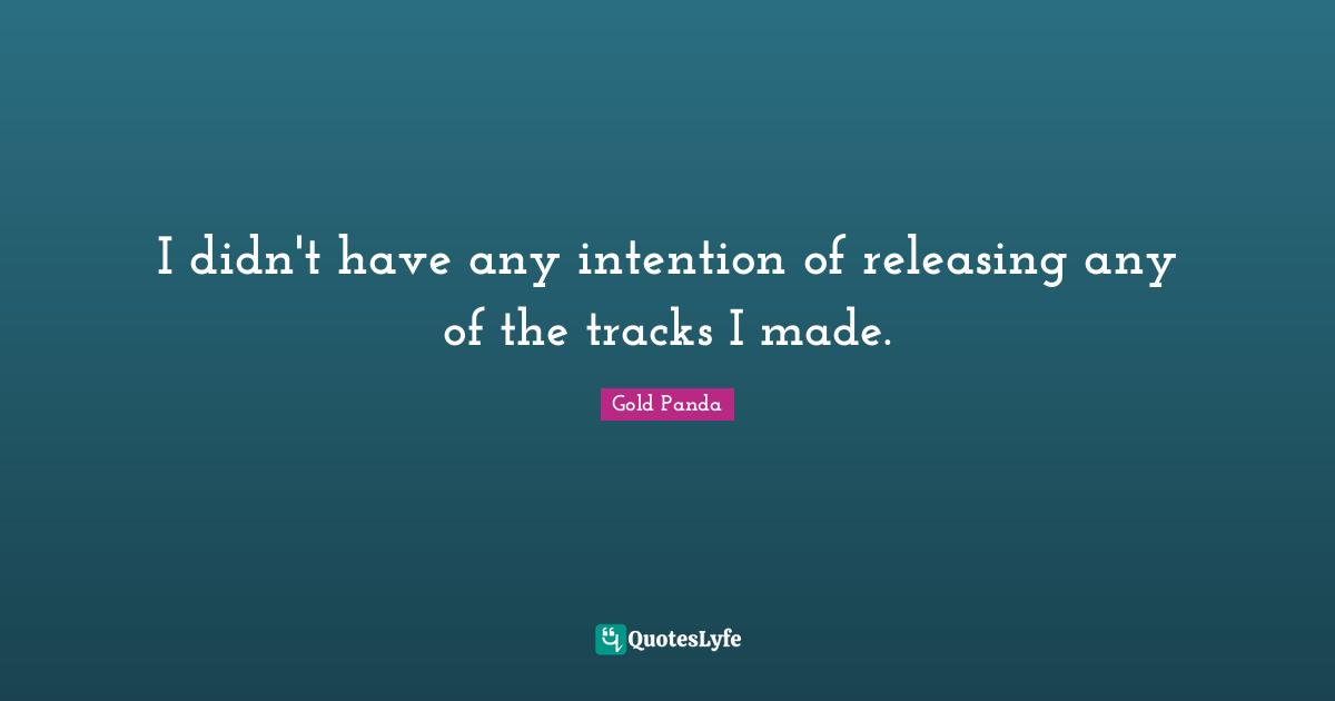 I didn't have any intention of releasing any of the tracks I made.