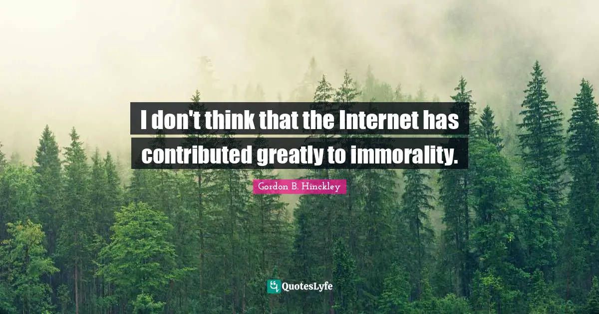 I don't think that the Internet has contributed greatly to immorality.