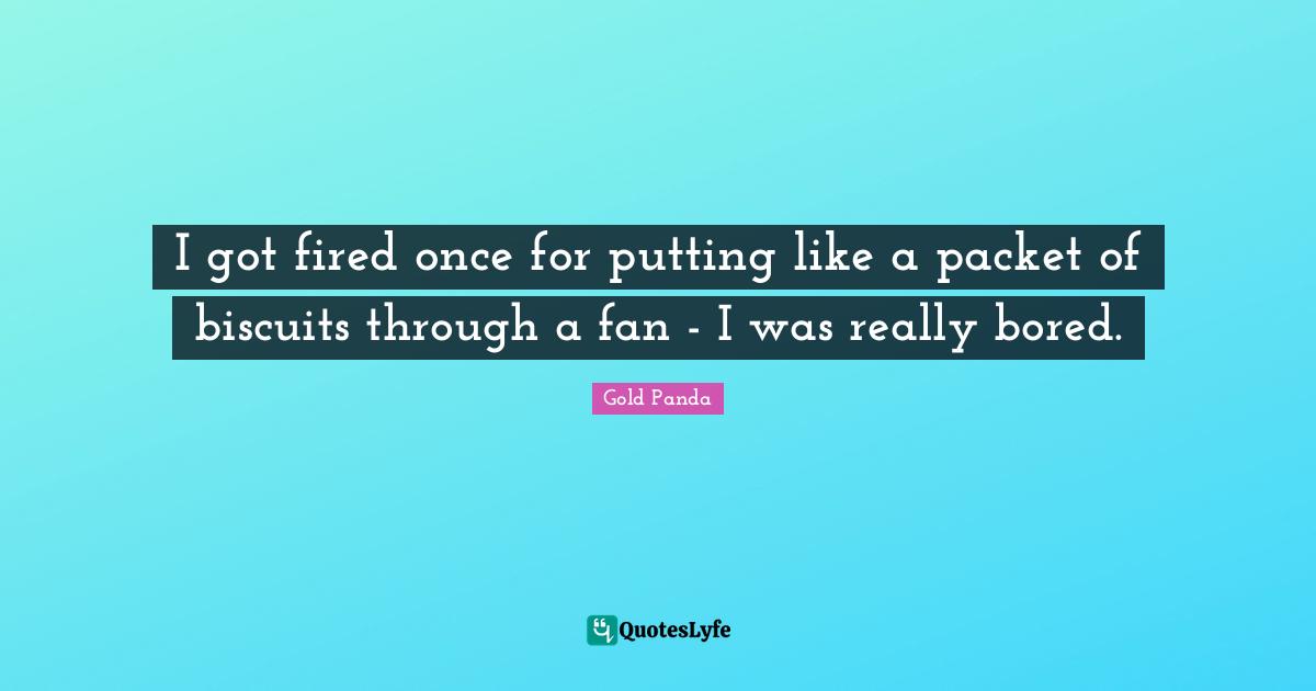 I got fired once for putting like a packet of biscuits through a fan - I was really bored.