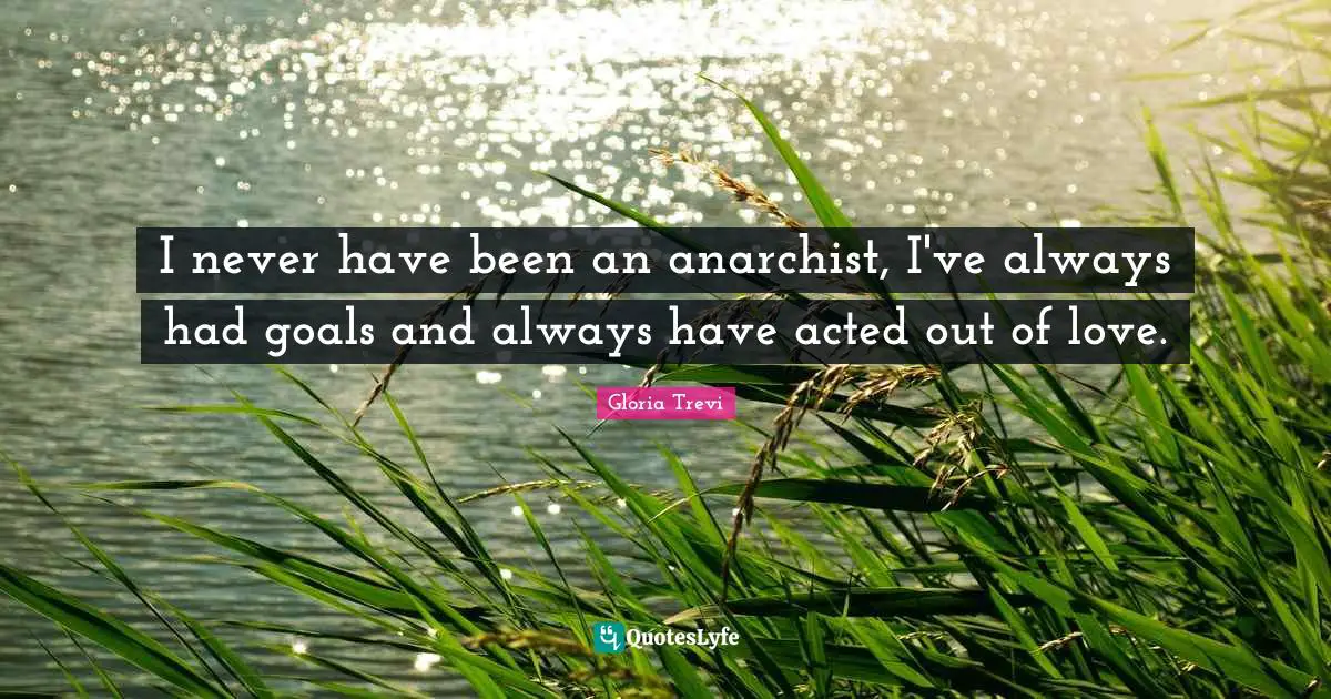 I never have been an anarchist, I've always had goals and always have acted out of love.