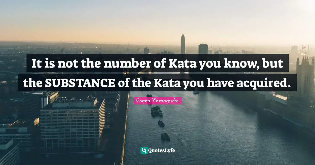 It is not the number of Kata you know, but the SUBSTANCE of the Kata you have acquired.