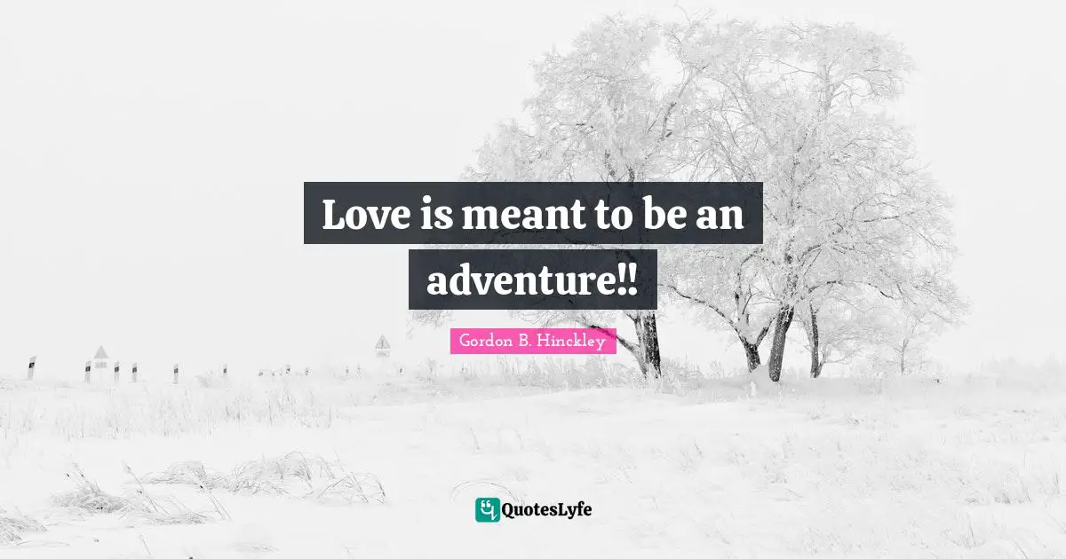 Love is meant to be an adventure!!