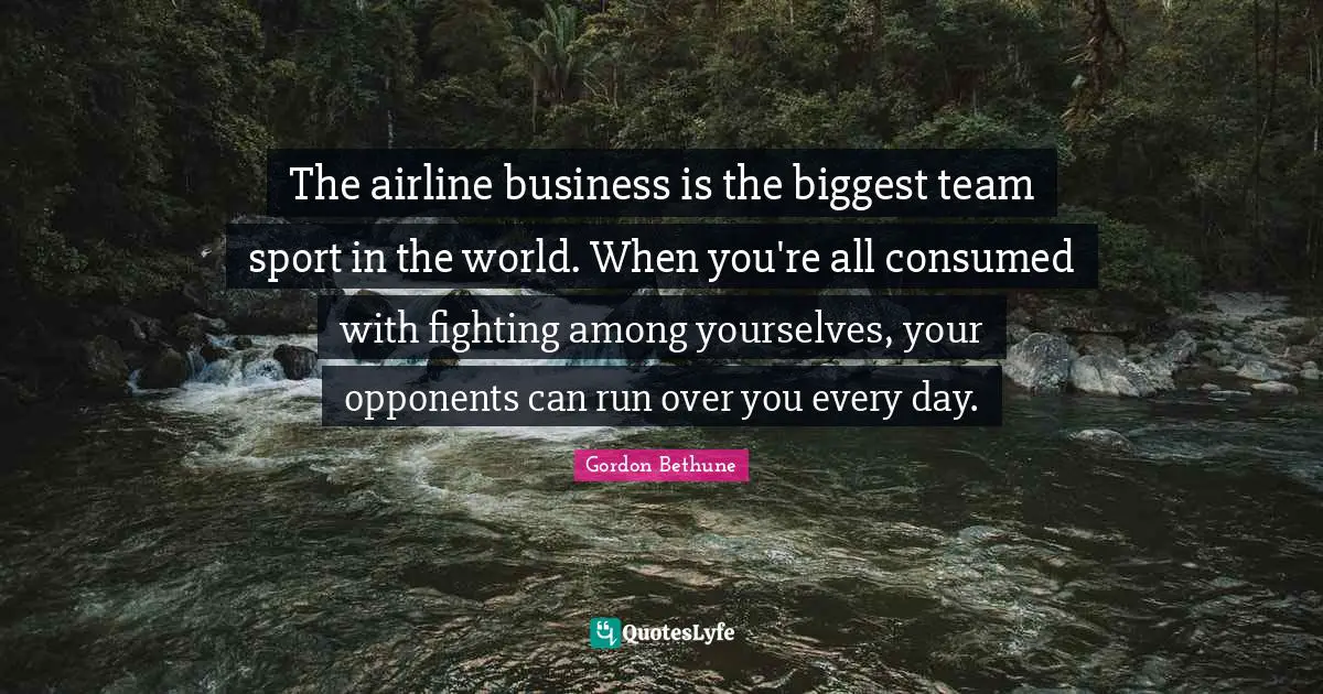 Over You Quotes: "The airline business is the biggest team sport in the world. When you're all consumed with fighting among yourselves, your opponents can run over you every day."