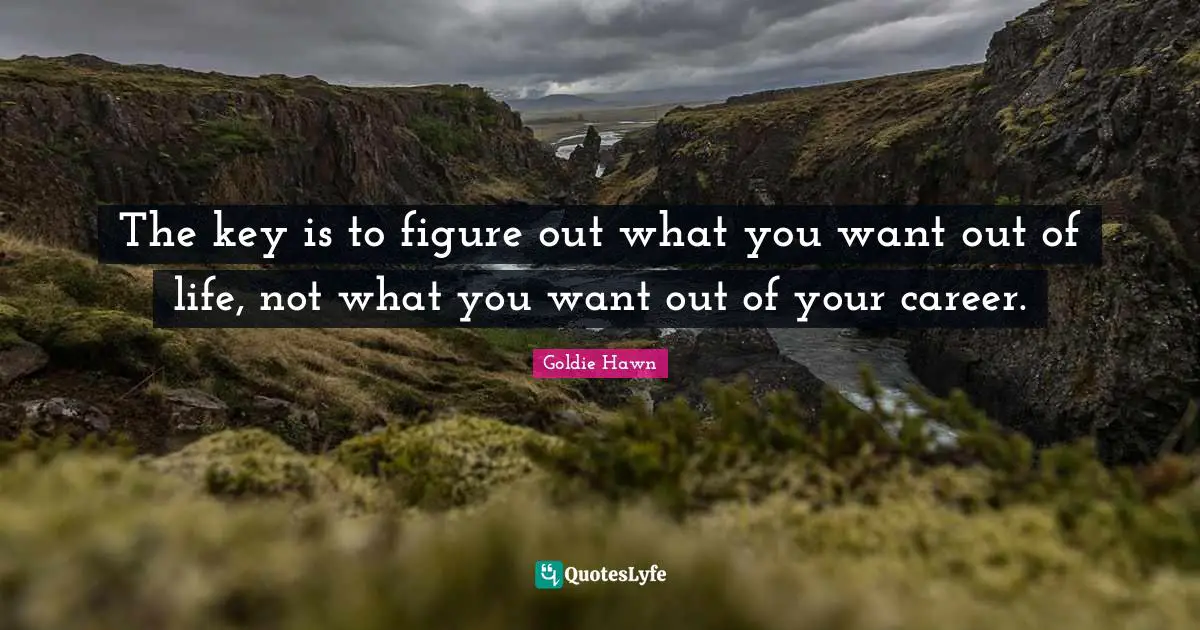 Goldie Hawn Quotes: "The key is to figure out what you want out of life, not what you want out of your career."