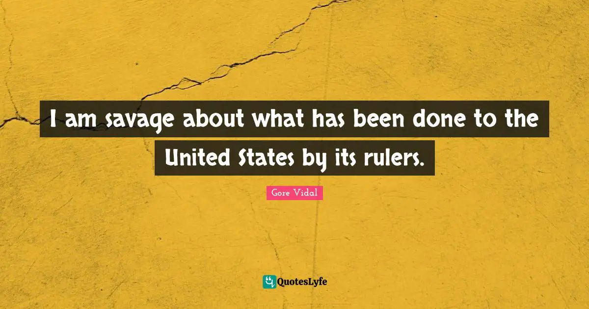 I am savage about what has been done to the United States by its rulers.
