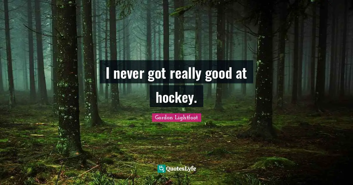 I never got really good at hockey.