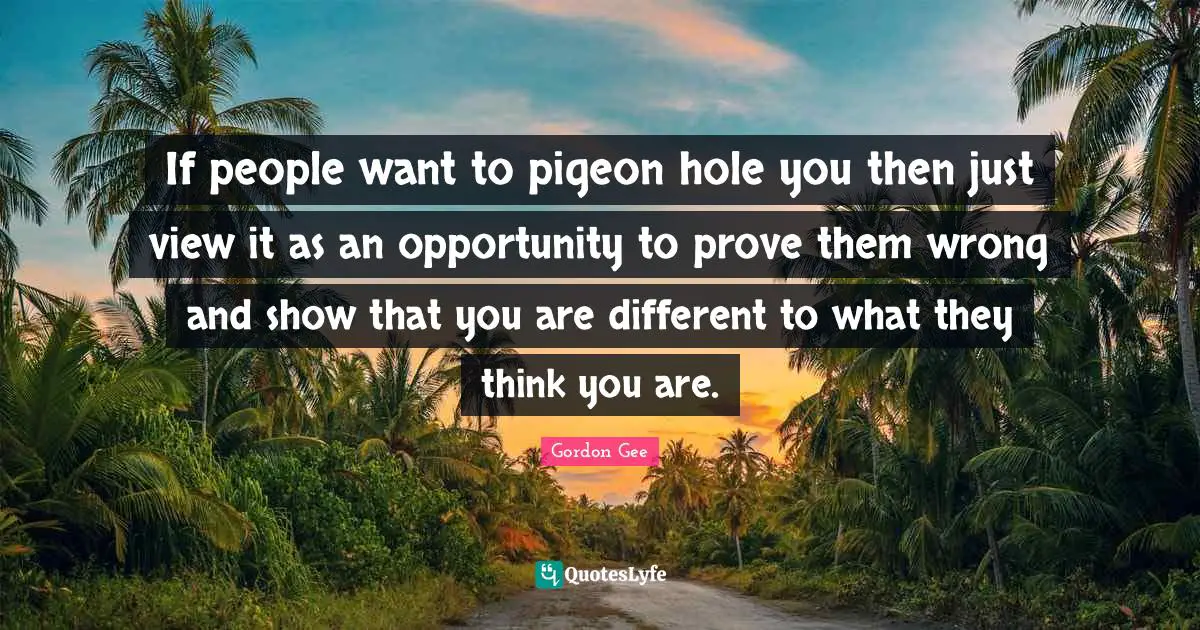 If people want to pigeon hole you then just view it as an opportunity to prove them wrong and show that you are different to what they think you are.