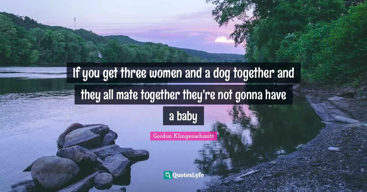 If you get three women and a dog together and they all mate together they're not gonna have a baby