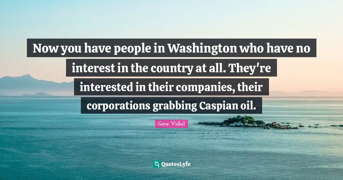 Now you have people in Washington who have no interest in the country at all. They're interested in their companies, their corporations grabbing Caspian oil.