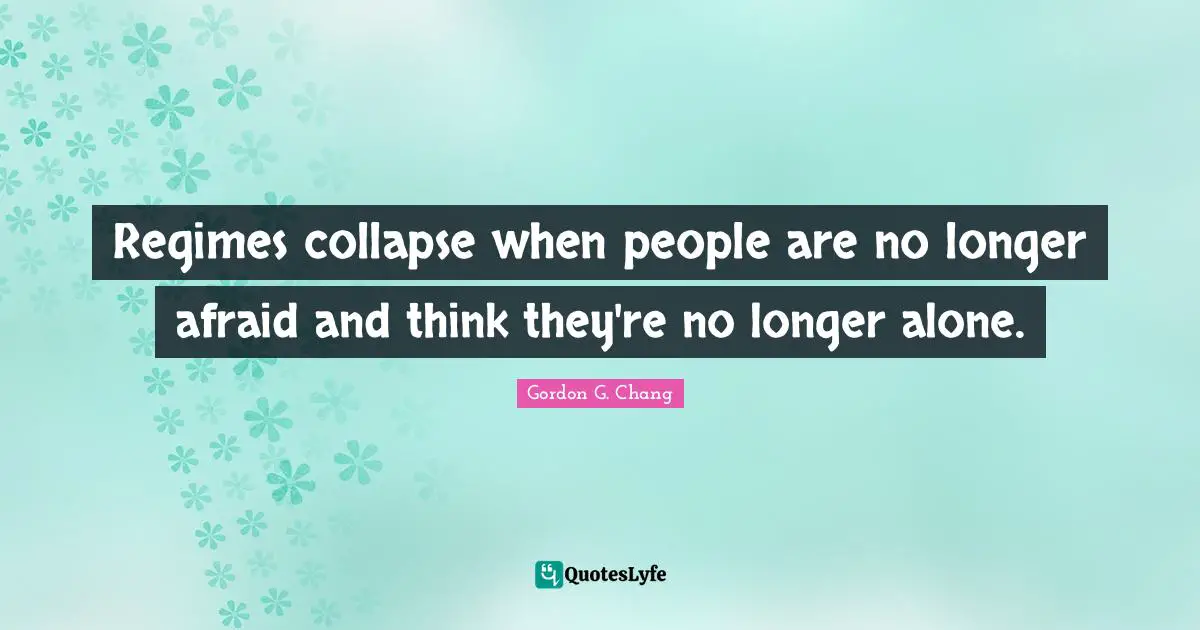 Regimes collapse when people are no longer afraid and think they're no longer alone.