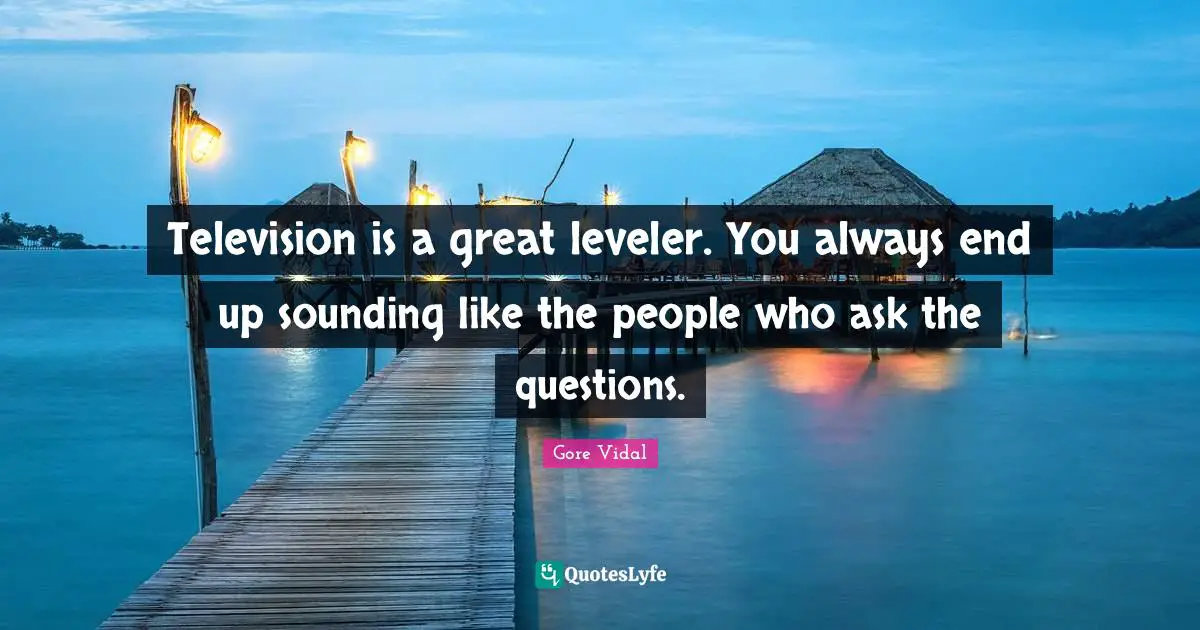 Television is a great leveler. You always end up sounding like the people who ask the questions.
