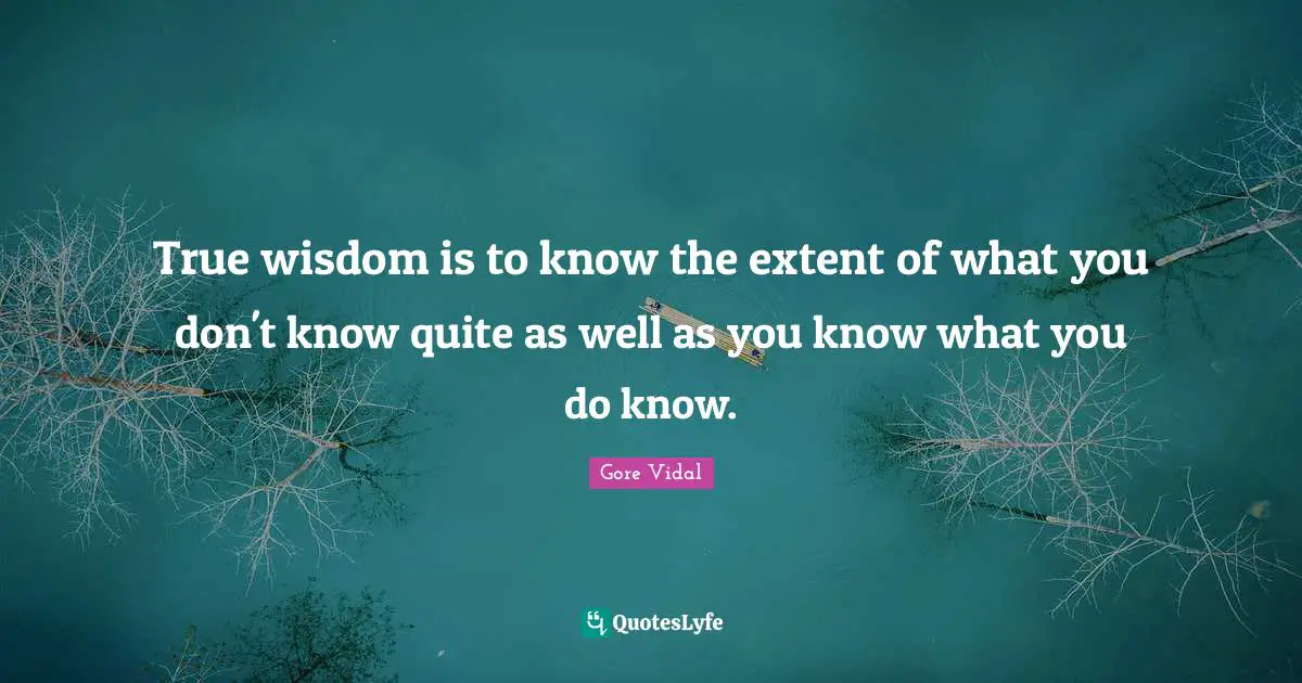 True Wisdom Quotes: "True wisdom is to know the extent of what you don't know quite as well as you know what you do know."