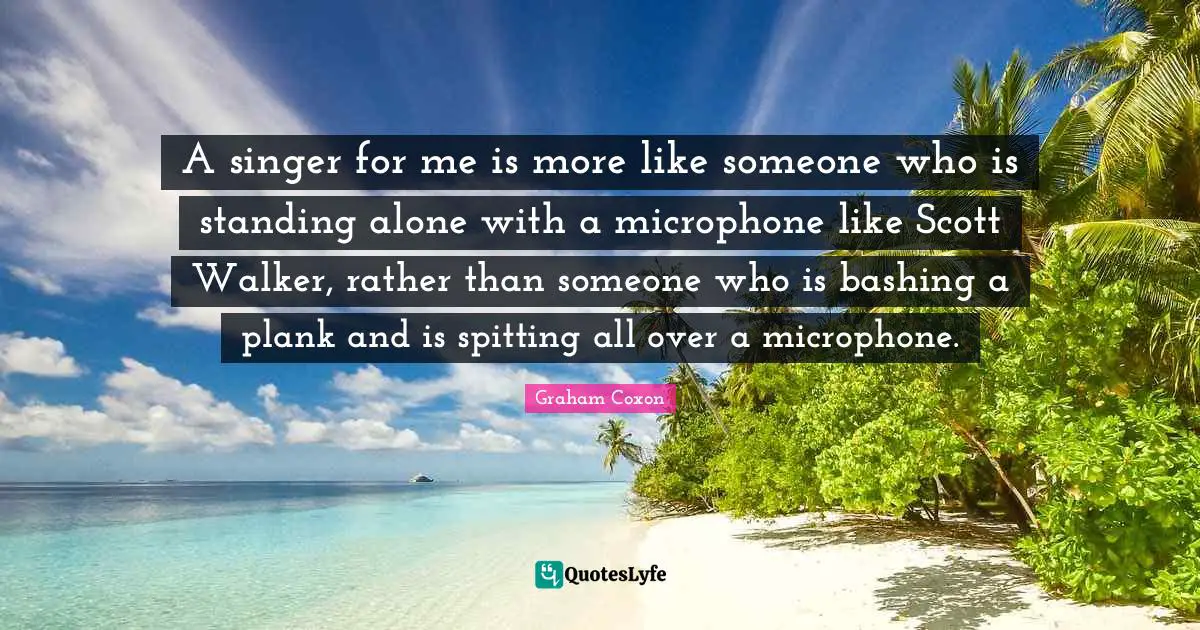 A singer for me is more like someone who is standing alone with a microphone like Scott Walker, rather than someone who is bashing a plank and is spitting all over a microphone.