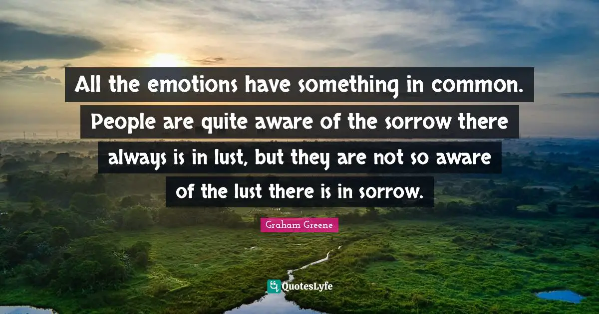 All the emotions have something in common. People are quite aware of the sorrow there always is in lust, but they are not so aware of the lust there is in sorrow.
