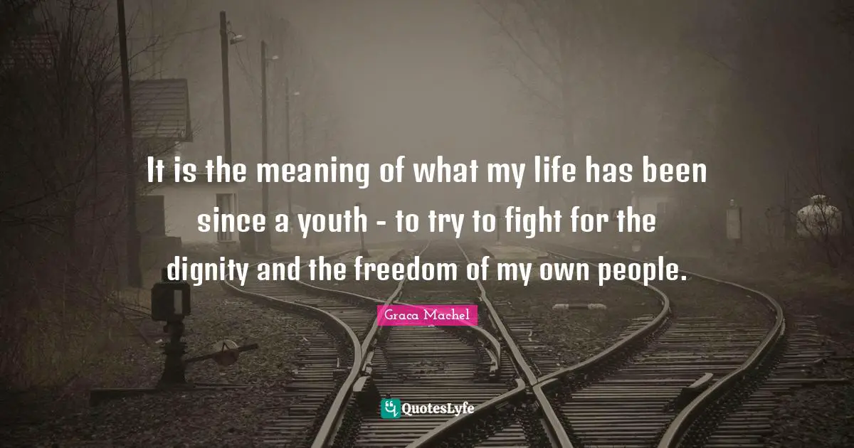 Graca Machel Quotes: "It is the meaning of what my life has been since a youth - to try to fight for the dignity and the freedom of my own people."