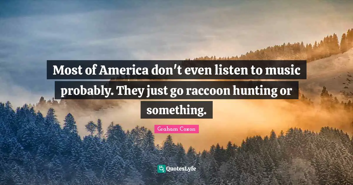 Most of America don't even listen to music probably. They just go raccoon hunting or something.