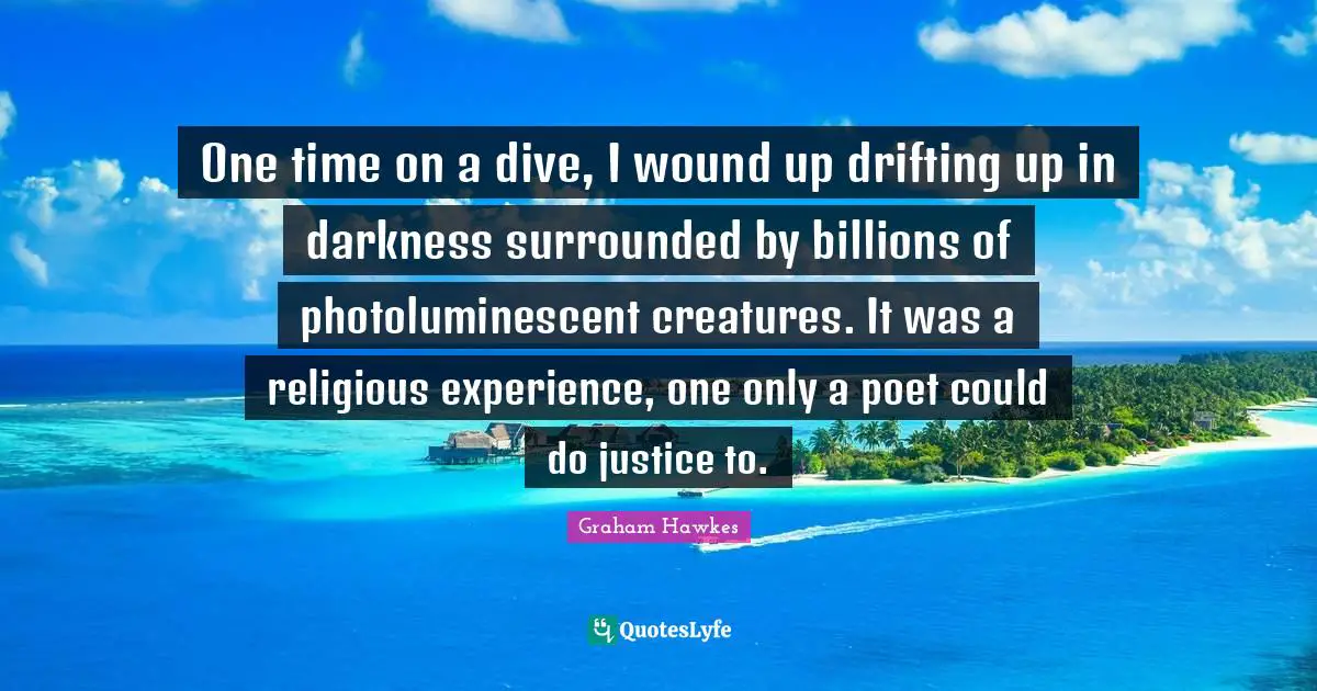 One time on a dive, I wound up drifting up in darkness surrounded by billions of photoluminescent creatures. It was a religious experience, one only a poet could do justice to.