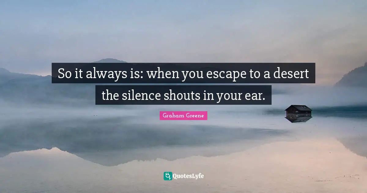 So it always is: when you escape to a desert the silence shouts in your ear.