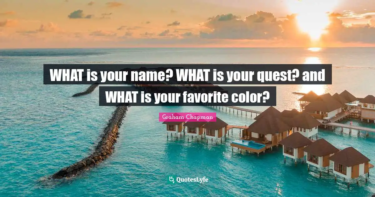 WHAT is your name? WHAT is your quest? and WHAT is your favorite color?