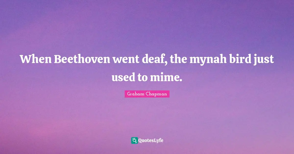 When Beethoven went deaf, the mynah bird just used to mime.