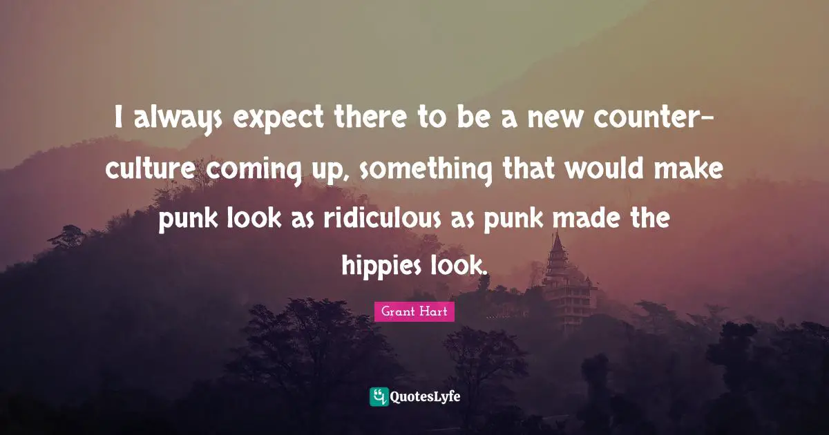 I always expect there to be a new counter-culture coming up, something that would make punk look as ridiculous as punk made the hippies look.