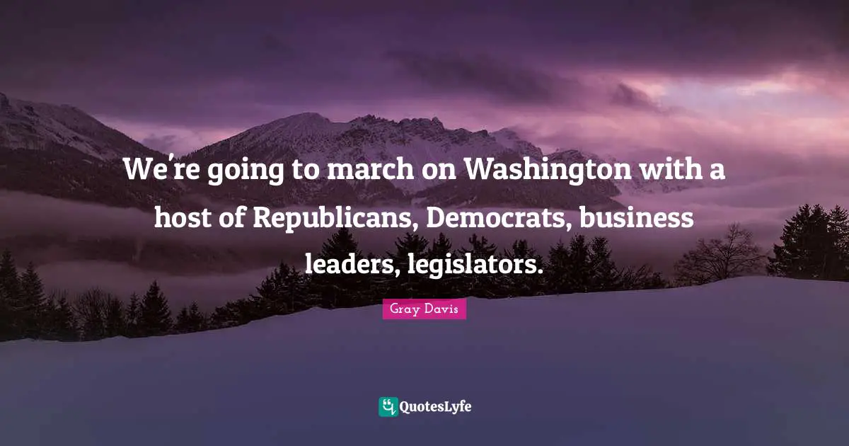 We're going to march on Washington with a host of Republicans, Democrats, business leaders, legislators.