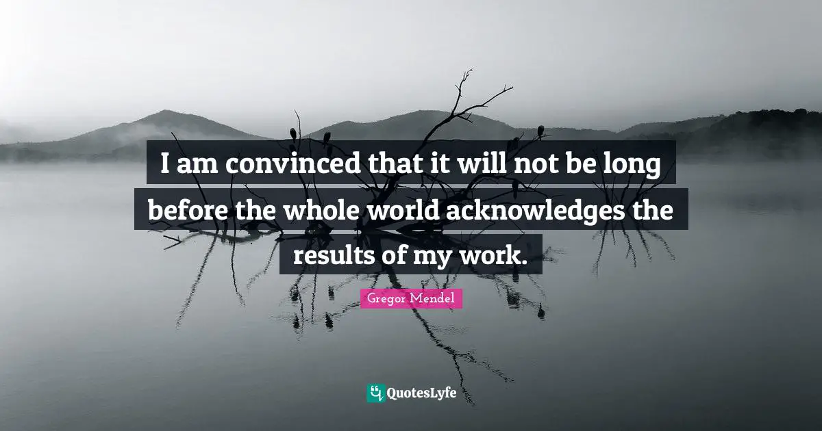 Gregor Mendel Quotes: I am convinced that it will not be long before the whole world acknowledges the results of my work.
