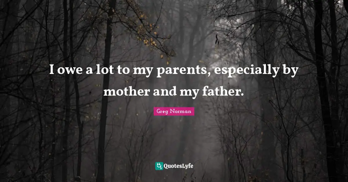 I owe a lot to my parents, especially by mother and my father.